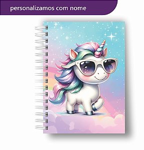 Caderno Universitário Unicórnio Com Nome Personalização Gratuita Premium