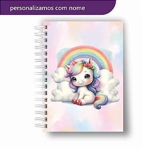 Caderno Universitário Unicórnio Com Nome Personalização Gratuita Premium