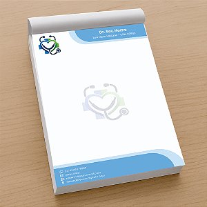 Receituário Médico Personalizado Moderno Azul Todas as Especialidades