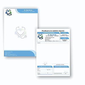 Kit Receituário Simples + Receituário Controle Especial Azul Bloco 100 folhas cada A5 15x21