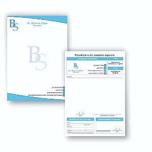 Kit Receituário Simples + Receituário Controle Especial Azul Bloco 100 folhas cada A5 15x21