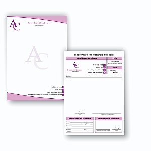 Kit Receituário Simples + Receituário Controle Especial Rosa Lilás Bloco