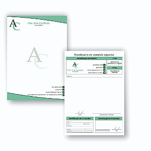 Kit Receituário Simples + Receituário Controle Especial Verde Bloco 100 folhas cada A5 15x21