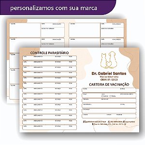 Carteira de Vacina Veterinário Beje Marrom Simples