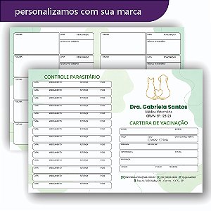 Carteira de Vacina Veterinário Verde Cão e Gato