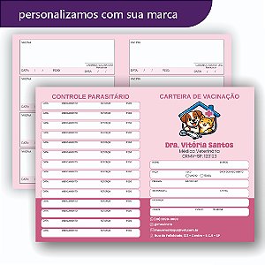Carteira de Vacina Veterinário Rosa Pequena