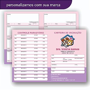 Carteira de Vacina Veterinário Rosa e Lilás Simples