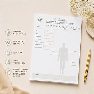 Ficha de Avaliação Fìsica Nutricionista Personalizado A4 | Linha Essence Premium