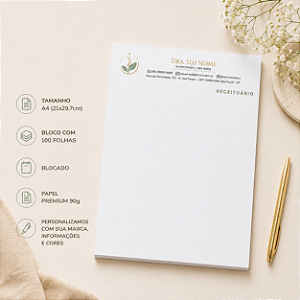 Receituário Nutricionista Personalizado A4 | Linha Essence Premium