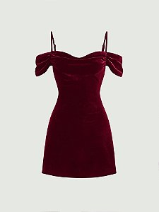 Vestido Ombro Frio Tubo Veludo