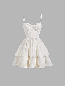 Vestido Cami Acabamento De Folho Busto Franzido