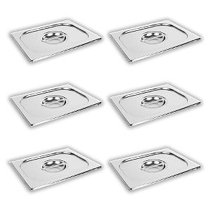 Kit 6 Tampas Para Cuba Gastronômica Gn 1/2 Aço Inox Buffet