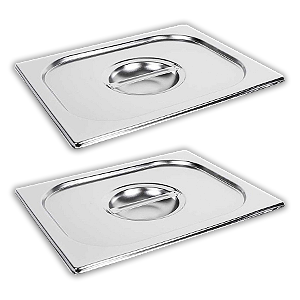 Kit 2 Tampas Para Cuba Gastronômica Gn 1/2 Aço Inox Buffet
