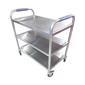 Carrinho Aço Inox de Cozinha 3 Prateleiras com Freio  Viva7 Cook