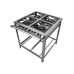 Fogão Industrial 4 Bocas Alta Pressão Inox Reforçado