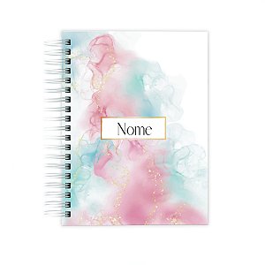 Planner Permanente : Marmorizado azul e rosa A5