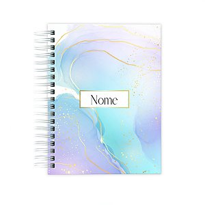 Planner Permanente : Marmorizado azul e lilás A5