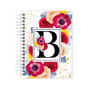 Planner Permanente : Alfabeto Floral Vermelho e amarelo A5