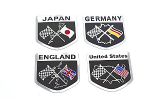 Emblema Race USA Inglaterra Alemanha Japão