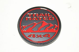 Emblema 4x4 Jeep Trail Rated Renegade Cherokee Compass Preto e Vermelho