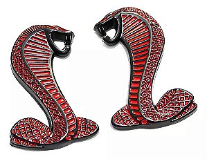 Par Emblemas Ford Shelby Maverick Cobra Gt Mustang Original Vermelha e Preta