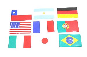 Emblema Adesivo Resinado Bandeira Espanha Brasil Alemanha Portugal Argentina França Italia Chile Japão