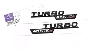 Emblema Mercedes Turbo 4matic+ GLA45 A45 CLA45 C43 A43 Amg Preto
