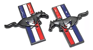 Par Emblemas Ford Mustang Lateral 302 Paralamas Shelby Preto
