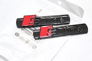 Emblema Sline Preto Brilhante Metal Audi A1 A3 A4 A5 A6 A7 Q3 Q5 Q7 Tt