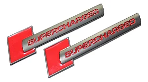 Par Emblema Lateral Supercharged Audi Volkswagen Preto Vermelho