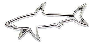 Emblema Tubarão Shark Traseira Carro Sport Tuning Prateado