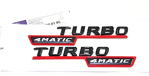 Emblema Mercedes Turbo 4matic+ Gla45 A45 Cla45 C43 A43 Amg Vermelho