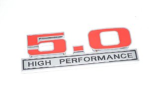 Emblema Ford Mustang 5.0 High Performance Vermelho Metal