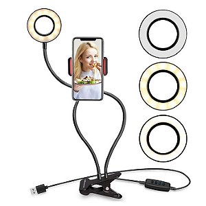 Iluminador De Led Com Suporte De Mesa Ring Light Live Pro