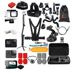 KIT PELÍCULA 3 WAY BOIA CAIXA ESTANQUE GOPRO HERO 5 6 7 BLACK - DF08W