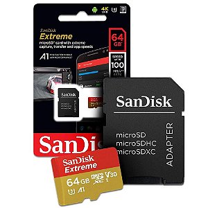 CARTÃO DE MEMÓRIA MICRO SD SANDISK EXTREME 64GB