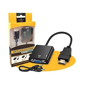 Cabo Adaptador Conversor Hdmi Vga P2 Auxiliar Áudio