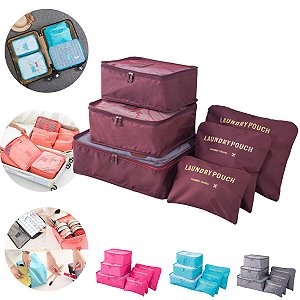 Organizador De Mala Para Viagem Kit 6 Peças Necessaire Bolsa