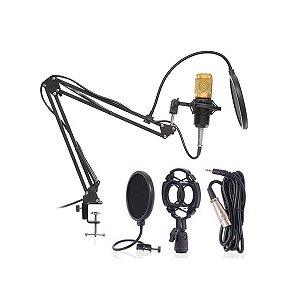 Kit Microfone Condensador + Pop Filter + Bracinho Articulado