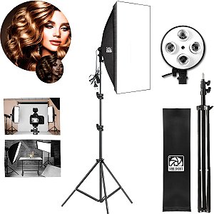 Kit Softbox 50x70 Luz Contínua Tripé 2m Quadruplo 4 Lâmpadas