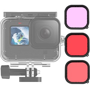 Kit 3 Filtros Mergulho Caixa Estanque Gopro Hero 11 Magenta