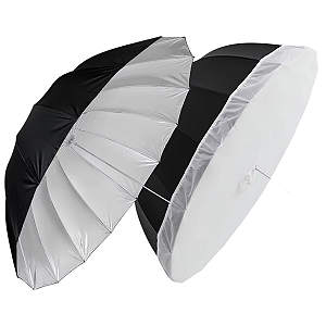 Sombrinha Rebatedora Prata Preta 150cm Com Capa Difusora Branca