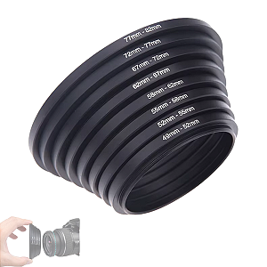 Kit 8 Anel Adaptador Step Up Filtro Lente 49mm 82mm Qualidade
