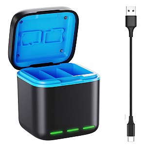 Carregador Bateria Gopro Hero 13 Triplo Turbo Carrega Rápido