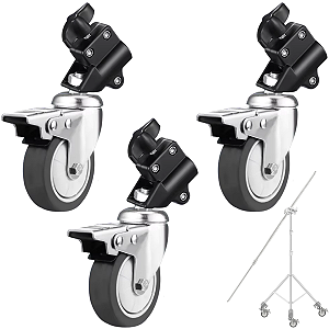 Kit 3 Rodas Rodízio Tripé 22mm Profissional Reforçado 360º