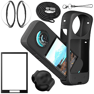 Kit Pelicula Proteção Lente Tela + Case Insta360 X5 Silicone