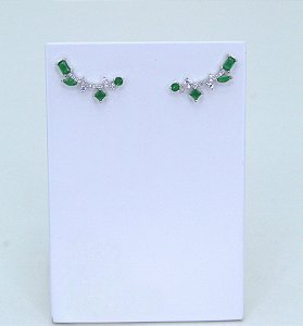 BRINCO EAR CUFF FOLHAS HORTÊNSIA ESMERALDA