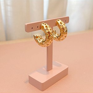 ARGOLA TUBO CORAÇÕES VAZADOS GOLD