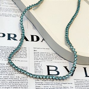 COLAR RIVIERA ÁGUA MARINHA AZUL 40CM