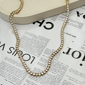 COLAR RIVIERA DOURADA CRISTAL 45CM